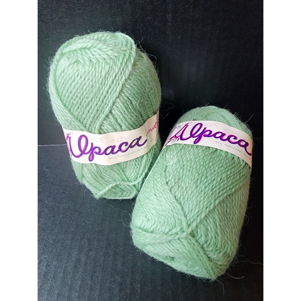 2 Skein Vintage Peruvian Alpaca & Virgin Wool Yarn Made In France Reynolds Green